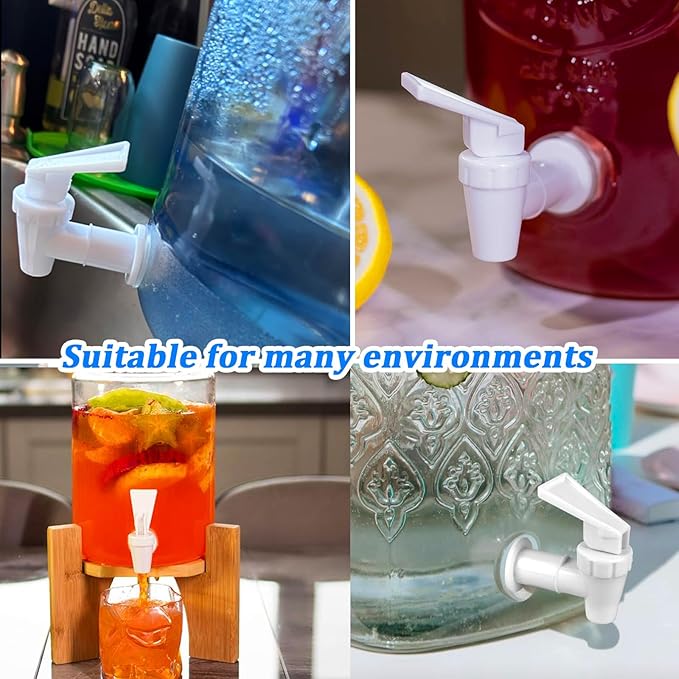 Replacement Cooler Faucet Water Bottle Jug,Water Dispenser Tap Set,BPA-Free Plastic Spigot Spout Water Beverage Lever Pour Dispenser Valve,Water Crock Tap (4 White)