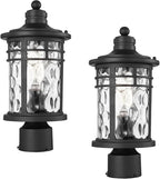 Post Lights Aluminum Pillar Lights Outdoor 14.6 Post Lantern with Water Ripple Glass for Garden Patio Pathway E26 Socket 2-Pack