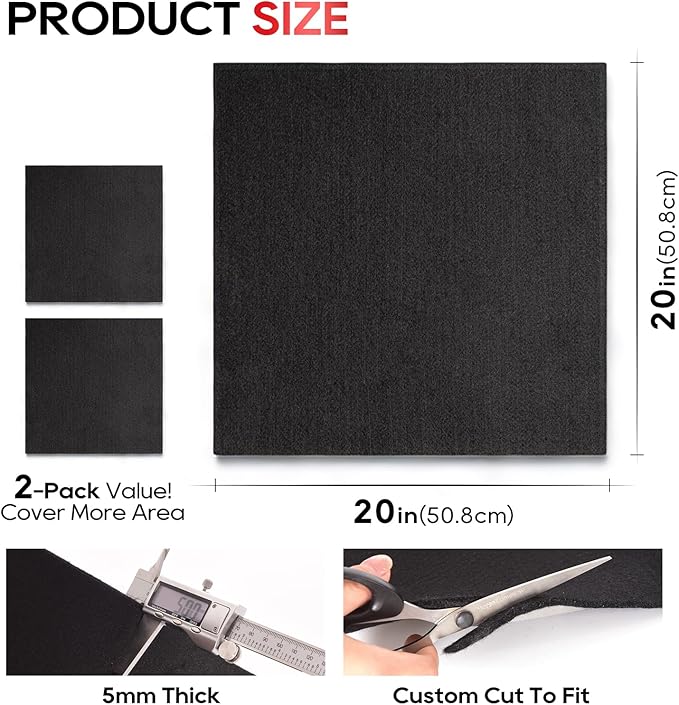 TOPDC 2 Pack Welding Blanket 20x20 Inch, High Temp Resistant Carbon Felt Pad, 5mm Thick Heat Shield Fabric Withstands 2200℉, UL94&MSDS Certified, Flexible&Cuttable for Welding Soldering Grill Firepit