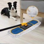 24" Dust Mop for Hardwood Floors and Large Areas - with 2 Cotton Pads, Wet and Dry Mop for Daily Cleaning in Homes, Garages and Commercial Spaces