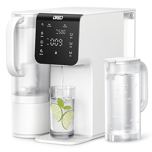 Dreo Reverse Osmosis Water Filter Countertop, 7-Stage RO Water Filtration System, Installation-Free, Reduce TDS, Water Filter Pitcher for Home, Kitchen, 3:1 Pure to Drain, WF511