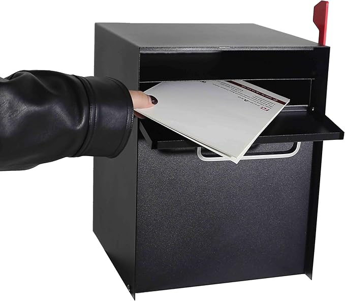 Post Mount Locking Mailbox with Code Lock - Large Capacity Security Password Metal Lock Mailbox - Waterproof Vertical Drop Mail Box Outdoor