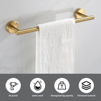 Bathroom Hardware Set Brushed Gold, 10pcs Towel Bar Set Including 2pcs16 inch Towel Bars, Toilet Paper Holders, Towel Rings and 4pcs Robe Towel Hooks