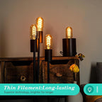 AMDTU Edison Bulbs 60 Watts Equivalent Dimmable, Spiral Ultra-Thin Filament E26 LED Bulbs 7W, 700 Lumen, Warm Yellow 2200K E26 Base Bulbs, T45 Amber Glass Tubular Light Bulbs for Lamps, 4 Pack