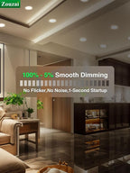 zouzai 20 Pack 6 Inch Black Ultra-Thin LED Recessed Ceiling Light with Junction Box 5CCT Adjustable Dimmable Can-Killer Downlight - ETL and Energy Star Certified