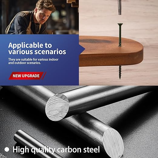 #10 x 2-1/2" Deck Screws (318Pcs) 4lb. Carbon Steel, Green, Flat Head, Rust Resistant epoxy Coated, with T25 Star Bit