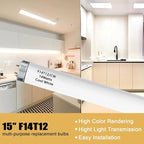 14 Watts F14T12/CW Fluorescent Light Bulb, T12 Liner Fluorescent Tube, 15 Inches Overall Length, T12 14W Cool White Light Color, G13 Bi-Pin Cap, 4 Pack