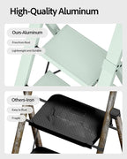 Taranta 4 Step Ladder, Lightweight Aluminum Step Stool with Convenient Handgrip, Folding Ladder with Anti-Slip Pedals, 330lbs Capacity Stepladder for Home, Office, Kitchen - Fairyland Green