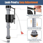 Universal Toilet Fill Valve Replacement Kit, Toilet Repair Kit Inside Tank, Height Adjustable & Water-Saving, Quiet & Anti-Siphon, Easy to Install (2-Pack)