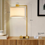 Luvkczc Table Lamp for Bedroom Set of 2 with USB C+A Ports, Fully Stepless Dimmable Bedside Lamp with Linen Lampshade, Nightstand Lamp for Living Room Reading Office, 2 LED Bulbs Included (Gold)