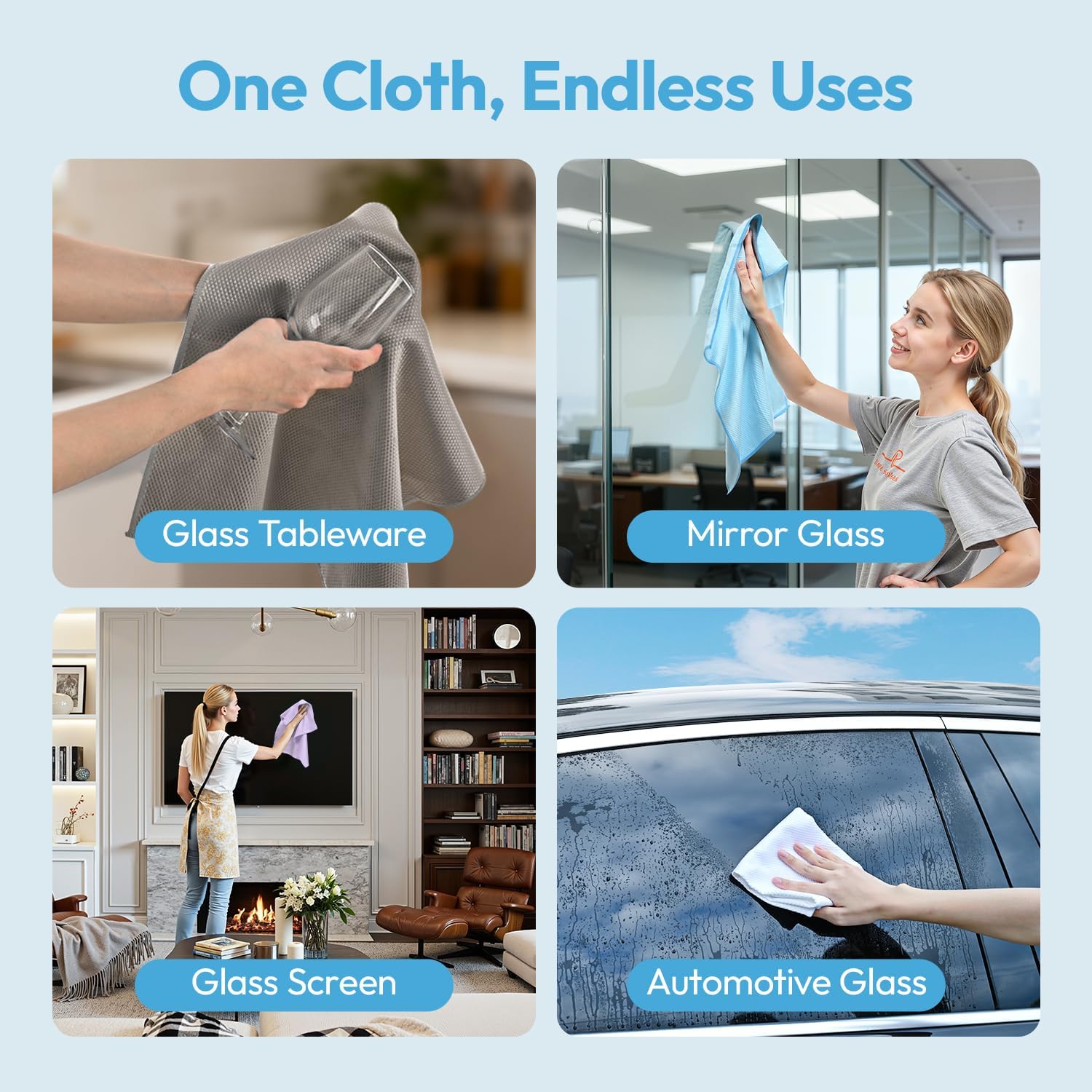 Microfiber Cleaning Cloth - Micro Fiber Cloth for Cleaning Rags - Clean for Glass Window,Car,Kitchen,Stainless Steel,6pcs