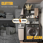 Dryer Storage Shelf and Heavy Duty Over the Washer– All-Steel Laundry Room Organizer with Clothes Drying Rod, Space-Saving Shelf for Front-Load Washers and Dryers, 29.92"L x 23.65"D x 70.8"H