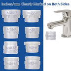 8PCS Faucet Adapter Set for Kitchen & Bathroom – HeavyDuty BPAFree ABS Male/Female Tap Converters with Inch & Metric Labels – Connects Brita, PUR Faucet Filters to Threaded Taps