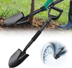 31" Compact Garden Shovel with D-Grip Handle - Rust-Proof Lightweight Metal Tool for Raised Beds, Tight Spaces & Emergency Use (Kids/Adults Friendly), Black