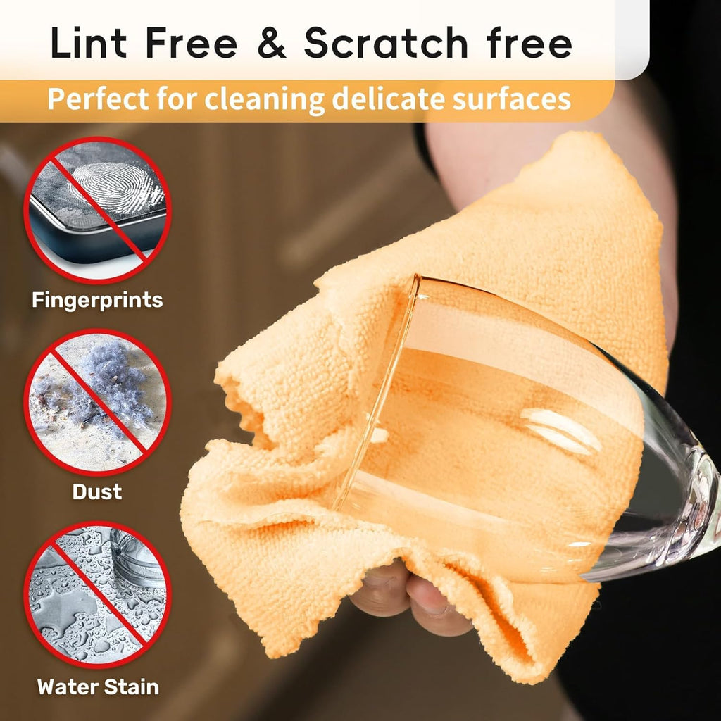 Microfiber Cleaning Cloths Roll, 75 Pack Tear Away Microfiber Towels Roll, 12" x 12" Lint Free Rags, Reusable Cleaning Cloths, Washable, Scratch Free,Ultra Absorbent Dish Rags(Orange)