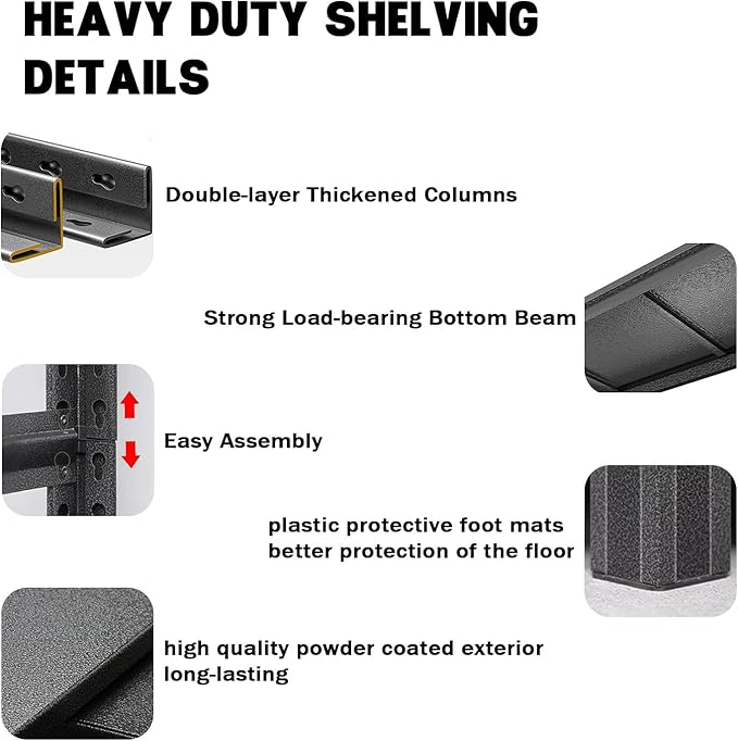 Metal Garage Storage Shelves Heavy Duty Shelving Unit 4 Tier Steel Adjustable Organizing Shelves 2500 LBS Capacity Industrial Shelving Ideal for Garage Tote Pantry Basement Outdoor, 54”Hx45”Wx20”D