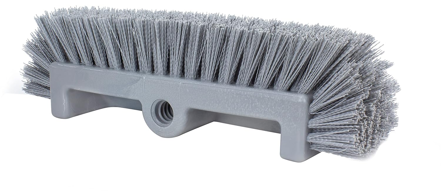 SPARTA Multi-Level Tile Scrub Brush 12" Wide Brush Head, Heavy-Duty Tile Cleaning Brush with End Bristles for Commercial Tiles, Tubs and Floor, Plastic, 12 Inches, Gray