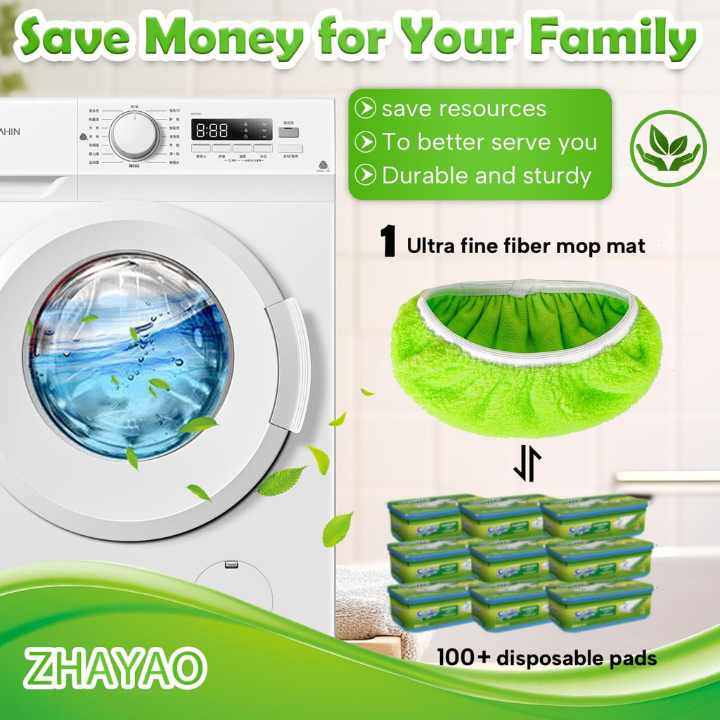 3 Pack Reusable Microfiber Mop Pads for Swiffer Sweeper Mop, Wet & Dry Use, Compatible with 10-12 Inch Flat Mops, Washable, Fits All Types of Floors