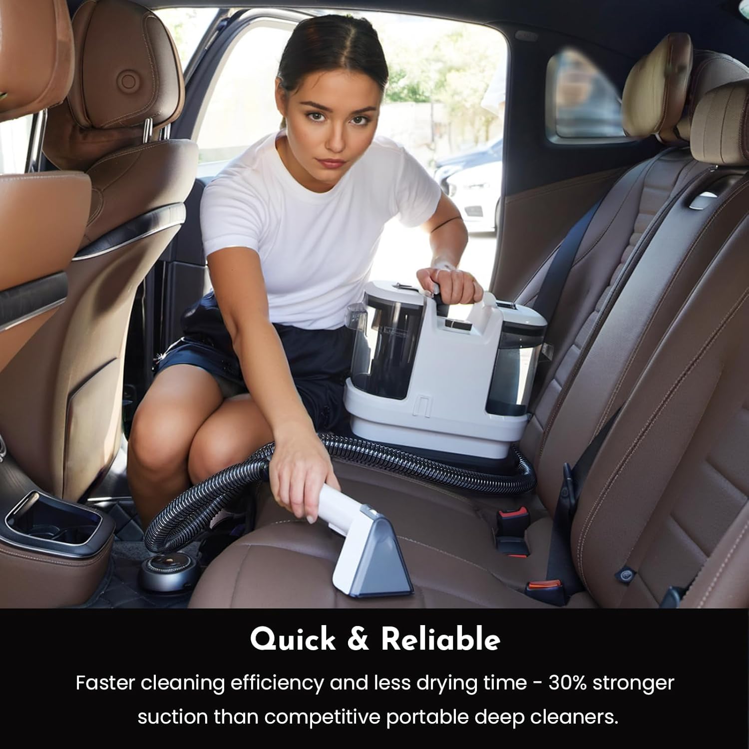 Cutewolf Portable Carpet & Upholstery Cleaner Machine, Handheld Spot Remover, 14Kpa Strong Suction Multi-purpose Deep Cleaner for Couch, Car, Stairs, Rugs, Pet Stains