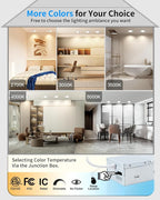 Adetu 3 Inch 5CCT Gimbal Led Recessed Lighting with Junction Box, 2700K/3000K/3500K/4000K/5000K Selectable, 7W Eqv 80W, 360°+90° Adjustable Recessed Lights, 800LM Brightness - ETL (White, 6 Pack)