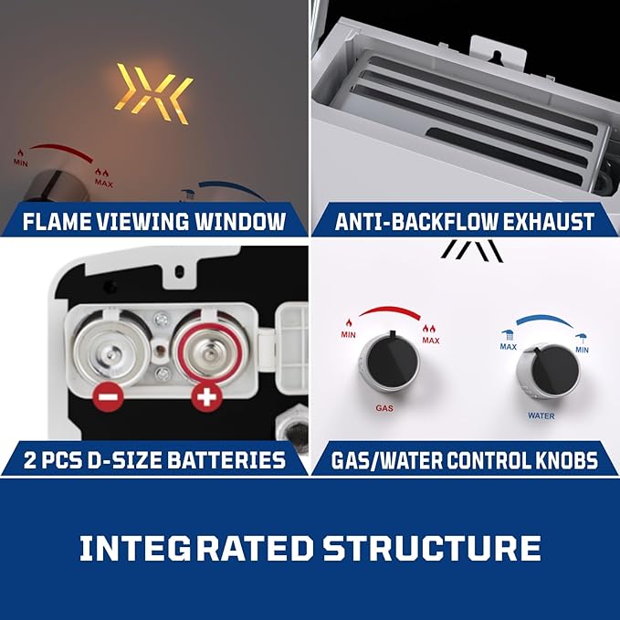 Hillhub 1.32GPM Portable Tankless Water Heater for Ourdoor, Camping Propane Hot Water Heater for Showering with CSA Certified Overheating Protection