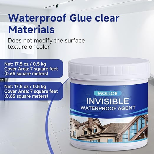 Transparent Waterproof Adhesive, 35oz Leak Invisible Waterproof Sealant for Roofs, Walls, Bathroom, Shower, Window Sills, Indoor & Outdoor Water Proof Paint