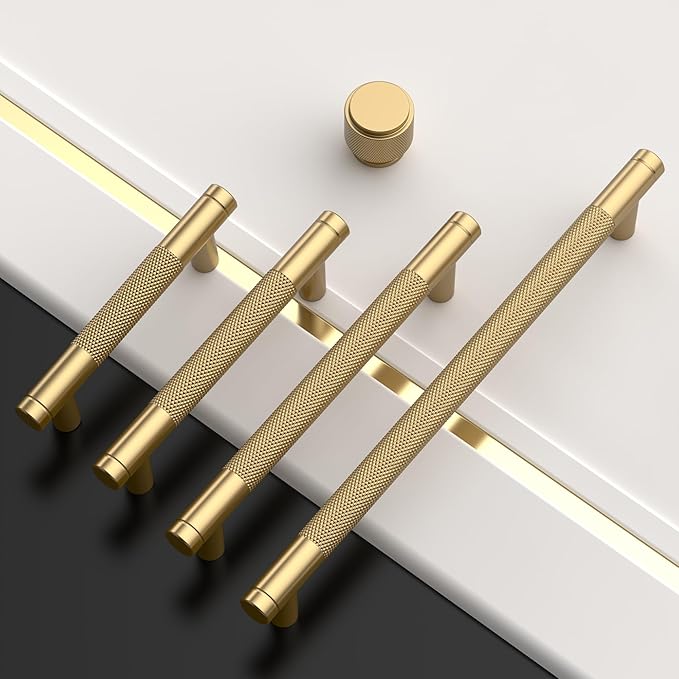 Amerdeco 10 Pack Champagne Bronze Knurled Cabinet Knobs Kitchen Cabinet Pulls for Drawer Dresser, Cupboard and Wardrobe ZH0031