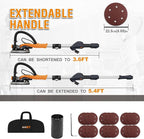 MAXXT Drywall Sander with Vacuum Dust Collection, Popcorn Ceiling Removal Tool, 6 Variable Speed Foldable Telescopic Electric WallSander, 600-1900RPM Power Sander Tool, LED Light, 18Pcs Sanding Discs