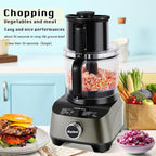 14 Cup Food Processor, French-Fry-Cutter, Blending, Mixing, Shredding, and Slicing, Meat and Vegetable Chopping, Doughing for Home Use, Mincing, and Pureeing,4 Speeds,600W