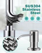 Chrome Kitchen Faucet with Soap Dispenser: Stainless Steel Kitchen Faucet with Pull Down Sprayer for Sink 2 or 4 Hole - 3 Modes Single Handle Kitchen Sink Faucets for Farmhouse RV Laundry Bar