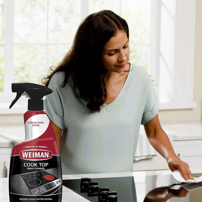 Weiman Disinfecting Stovetop Cleaner & Stainless Steel Cleaner - 22 Ounce - Daily Appliance Kitchen Cleaning Kit