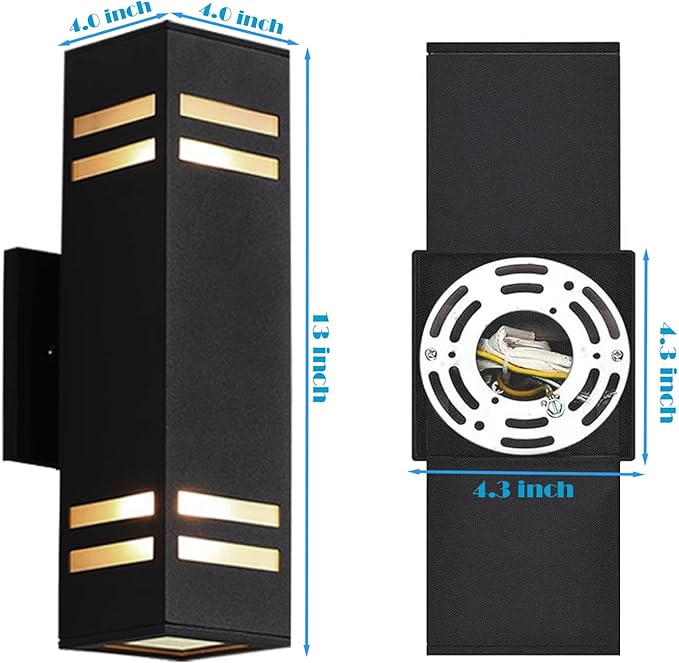 Up and Down Lights Outdoor Wall Light Fixtures, Aluminum Dusk to Dawn Outdoor Lighting Fixture, Modern Black Exterior Light Fixtures, Wall Mount Porch Light for House Front Door