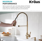 KRAUS Britt Commercial Style Pre-Rinse Kitchen Faucet with Deck Plate in Brushed Gold, KPF-1690BG