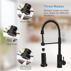 Hibbent Stainless Steels Pull Down Kitchen Faucet Head Replacement, 3 Function Sink Sprayer Head with 15 Adapters, Compatible with Moen, American Standard, Delta, Kohler Faucets, Oil-Rubbed Bronze