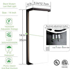 Modern Black Outdoor Wall Light Fixtures, 18/20/22W Porch Lights, IP65 Waterproof, 3-Color Temp Adjustable, Dawn to Dusk Exterior Sconces for House, Front Door, Rectangular Wall Mount