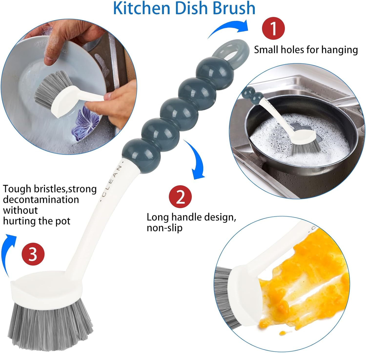 6 Pack Multipurpose Household Cleaning Brush Set, Deep Cleaning Brush Set with Grips Dish Brush, Scrub Brush, Bottle Brush, Shoe Brush, Groove Gap Brush, Keyboard Brush for Kitchen Bathroom