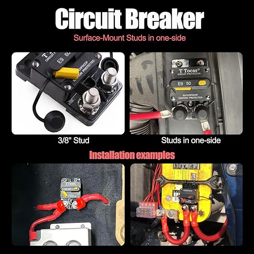 E9 150A Amp Circuit Breaker Double 3/8" Studs with Manual Reset 12V - 48V DC | UL Certified, Waterproof IP67 150A Switchable