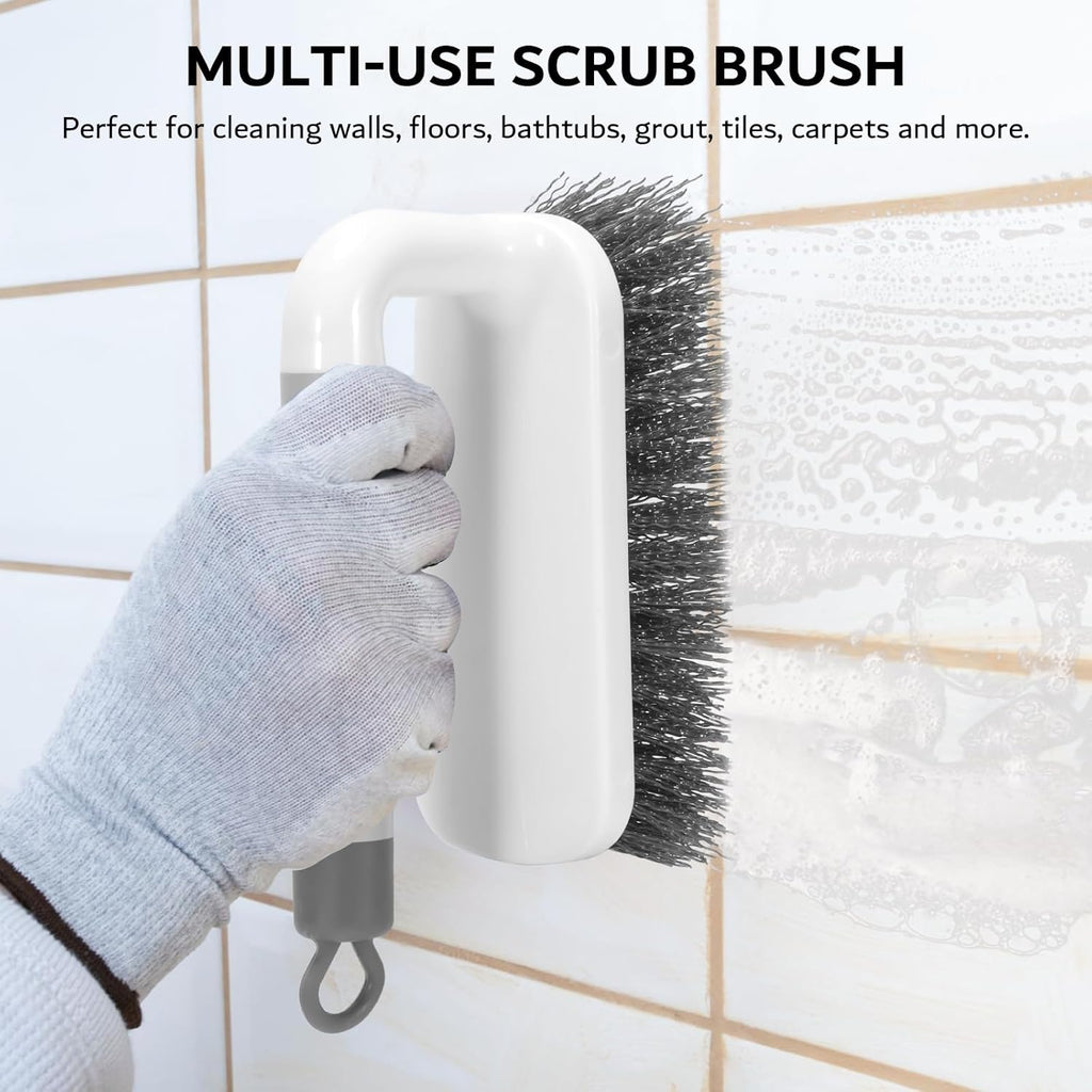 SetSail Scrub Brush, Small Cleaning Brushes with Handle, Comfort Grip Shower Scrubber for Cleaning Bathroom, Tub, Kitchen, Sink, Floor, Carpet, 2 Pack (Grey)