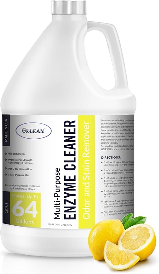 Multi-Purpose Probiotic Enzyme Cleaner, (1 gallon, Citrus) - Pet Stain and Odor Remover - Concentrated - Professional & Home Strength Drains, Floors, Bathrooms, Toilets Trash Can, Made in USA