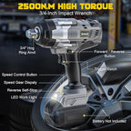 3/4" Cordless Impact Wrench Compatible with Dewalt 20V Battery: 1850FT-LBS(2500N.m) High Torque Impact Driver, Auto-Stop Reverse, 4-Speed Heavy Duty Impact for Car/Truck/Mower(Bare Tool)