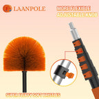 24FT (30FT Reach) Cobweb Duster with Extension Pole, Spider Web Brush for Cleaning Extendable, Professional Ceiling and Corner Dusters for Outdoor Indoor Use