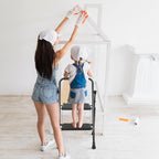 2 Step Ladder, Protable Steel Folding Stool with Wide Anti-Slip Pedal, 500lbs Sturdy Steel Ladder, Black