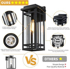 13.8'' Outdoor Wall Light Fixtures 2 Packs, Black Porch Lights Outdoor Lighting for House, Exterior Lighting Fixtures Wall Lanterns, Waterproof Modern Outside Sconce Lights for Patio Garage(No Sensor)