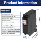 15 Amp 1-Pole Circuit Breaker, Type 3/4-Inch Plug-On Molded Case Circuit Breaker, 120/240V, Thermal Magnetic, 10-Yr Warranty