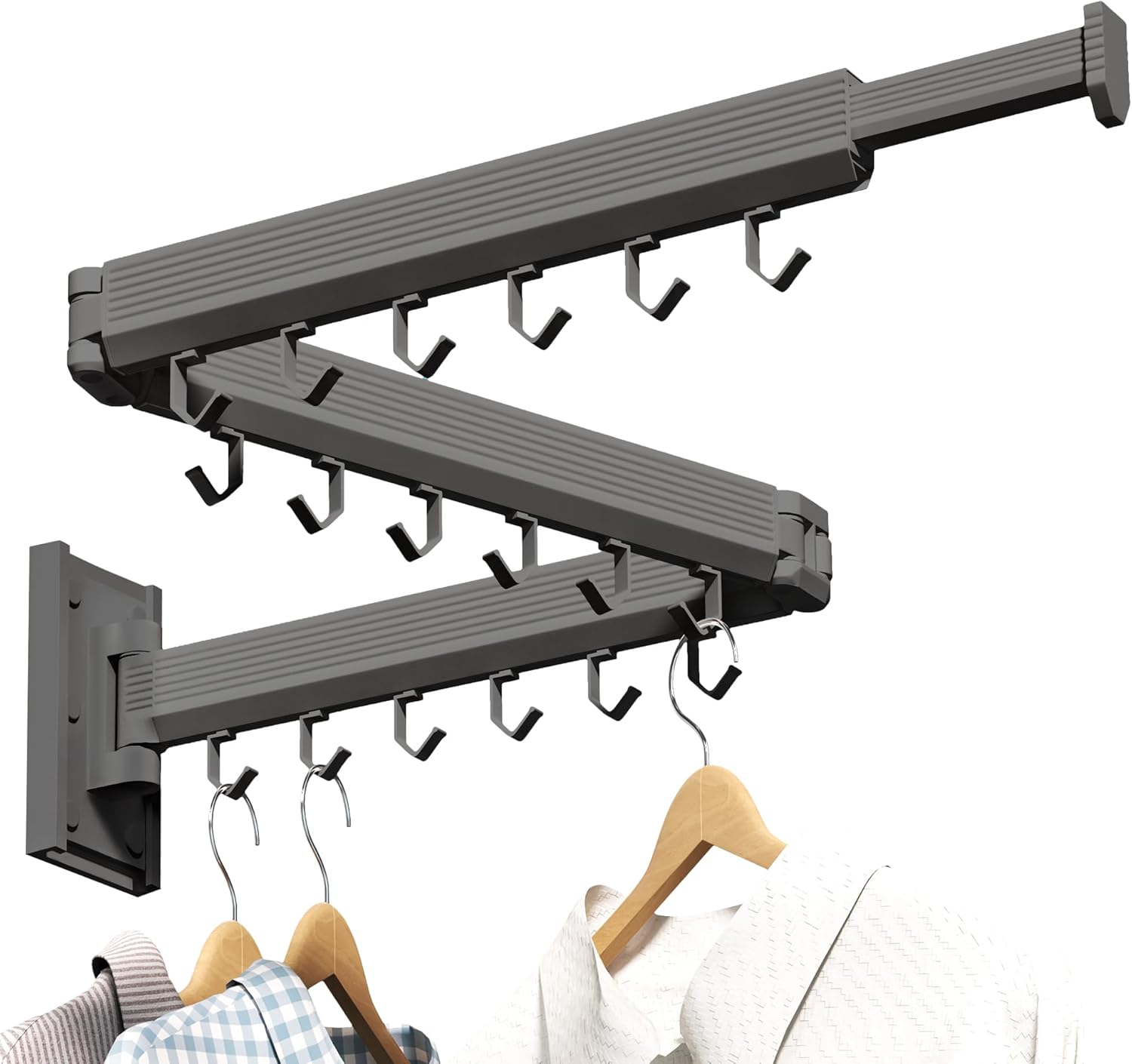 Laundry Drying Rack,Drying & Clothes Rack,Wall Mounted,Retractable & Collapsible, Grey
