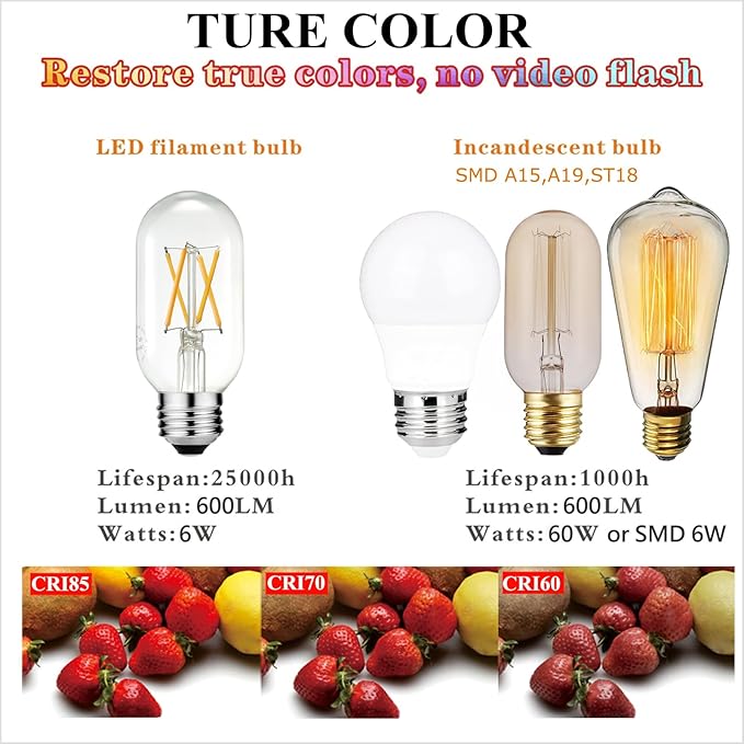 LiteHistory E26 LED Bulb 6W Equivalent e26 led Bulb 60 Watt Dimmable Warm White 2700K E26 Edison Bulb AC120V 600lm Tubular T14 T45 LED Bulb for Pendant, Sputnik,Vanity,Chandeliers Pack of 6