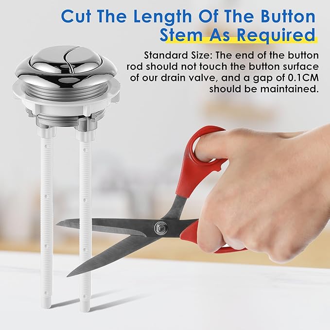 Saillong 1 Pack Universal Toilet Tank Replacement Kit, Include Dual Flush Valve with Push Button, Toilet Fill Valve, Bowl Gasket and Plastic Bolts, Tank Parts Replacement for 2-Piece (3 Inch)