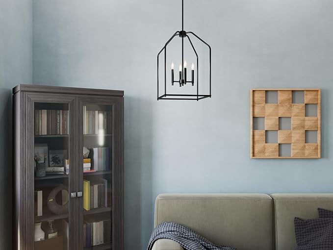 Kichler Madden 25.5" 4 Light Pendant in Black, Soft Modern Fixture, for an Entryway, Breakfast Nook, Laundry Room, (25.5" x 16"), 52722BK