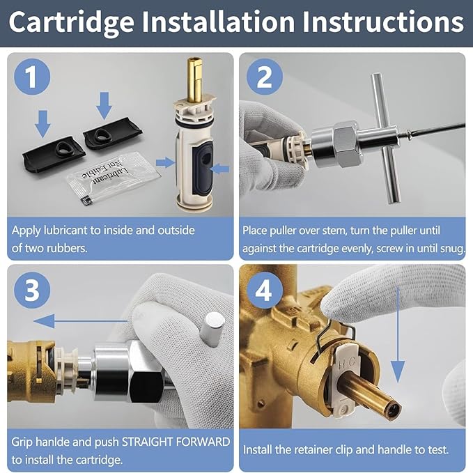 1222 Replacement Cartridge with Puller 104421 for Moen, Compatible with Moen Tub Shower Single Handle Posi Temp Faucet (with lubricating grease)
