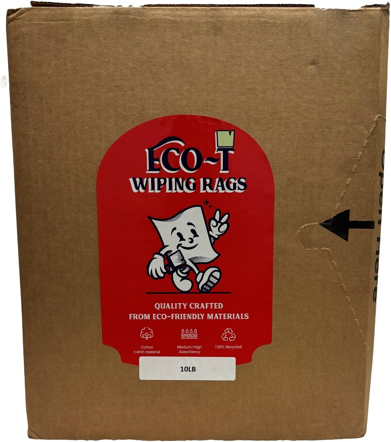 10 lb Box Eco-T Paint Rags - White T-Shirt Material, 100% Recycled, Eco-Friendly, High Absorbency, Low Lint, Low-Cost, Painting and Cleaning Cloth
